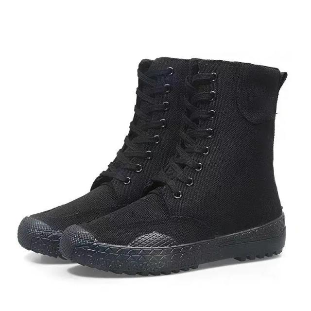 Botas Masculinas Cano Alto Lona Resistente Primavera Outono Cadarço