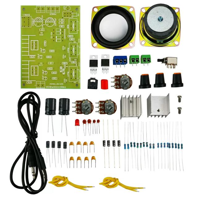 Kit Amplificador Dual Channel TDA2030 com Carcaça Transparente para Projetos de Áudio DIY