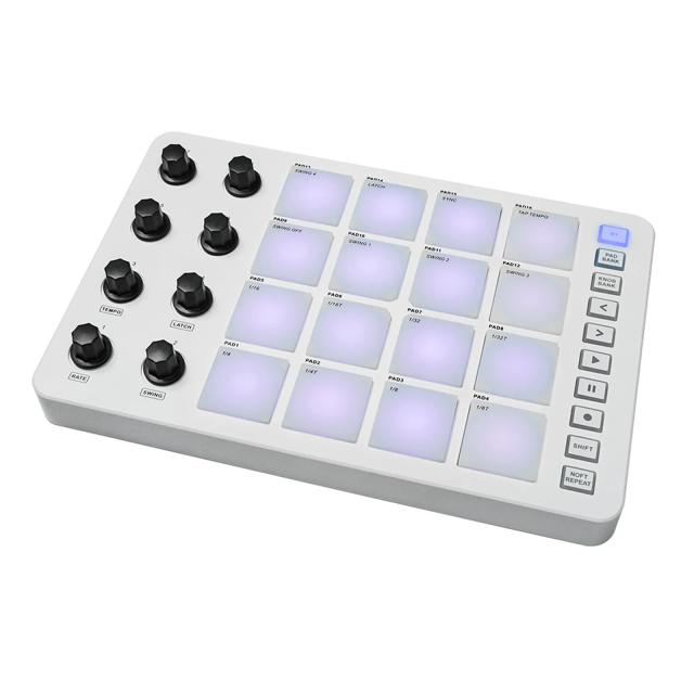 Controlador MIDI RGB com Iluminação de Fundo, Conexão Bluetooth, Strike Pad de Baixa Latência e 8 Botões Reprogramáveis com Saída de 3,5mm