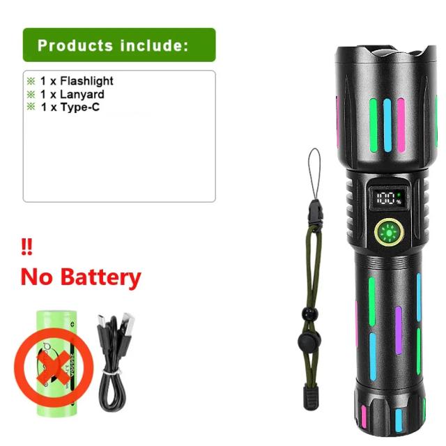 Lanterna LED Tática Recarregável Ultra Brilhante com Alcance de 5000m para Acampamento e Aventuras