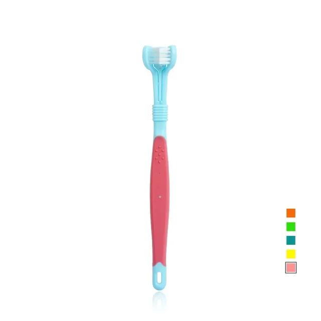 Escova de Plástico 3 Lados para Cães e Gatos - Cuidados Dentários e Combate ao Mau Hálito e Tártaro