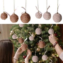 Bolas De Corda De Juta De Algodão Artesanal, Ornamentos Pendurados Para Decorações De Árvore De Natal, Presente De Charme Rústico, 3Pcs - Image 1
