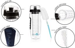 Garrafa De Água Infusor De Frutas, BPA Free, Esportes De Infusão De Frutas Tampa Flip Top Com Bico De Bebida, Prova de vazamento feita de Tritan durável, 32 OZ - Image 2