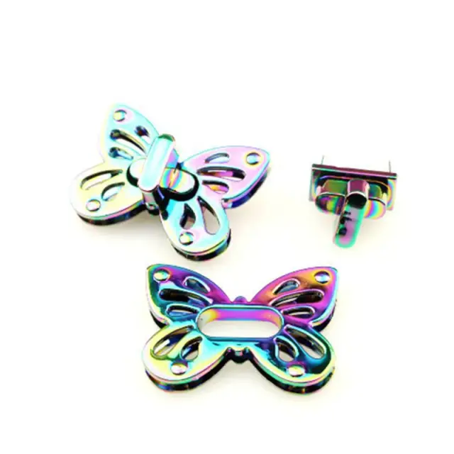 Fecho Borboleta Colorido de Metal para Artesanato em Couro e Acessórios de Bolsa