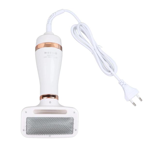 Secador Portátil 2 em 1 para Pet com Escova Slicker para Cães e Gatos - Conexão UE 220V