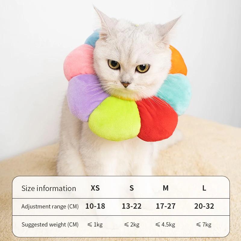 Coleira médica protetora anti-mordida para pet, coleira de gato e cachorro, flor do arco-íris, colar de recuperação, cone, acessórios para animais - Image 1