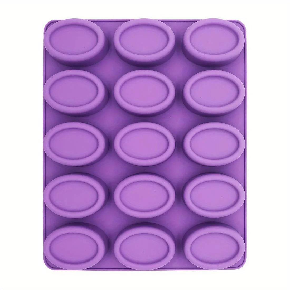Molde de sabão em formato oval, para fazer sabão, 15 buracos, faça você mesmo, moldes de silicone para sabonetes artesanais, fondant, chocolate, ferramentas de artesanato doméstico - Image 1