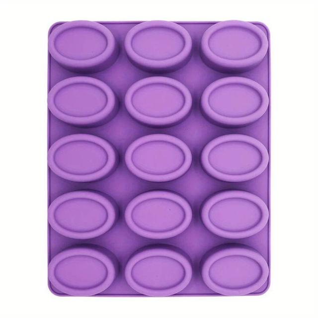 Molde de Silicone Oval para Sabão com 15 Cavidades - Ideal para Sabonetes Artesanais, Fondant e Chocolate DIY