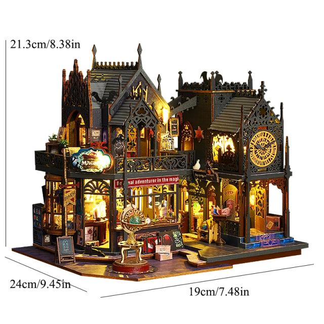 Casa de Bonecas de Madeira Mini com Móveis - Kit 3D para Montagem, Decoração de Quarto e Presente Perfeito