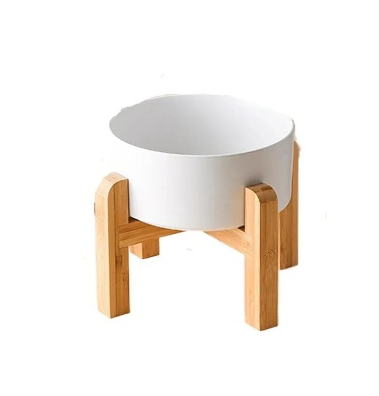 Tigela dupla cerâmica com suporte de madeira, suprimentos de alimentação elevados para cães grandes, alimentadores de comida e água, cães pequenos médios e grandes, 1500ml - Image 1