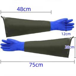 Luvas de pesca impermeáveis super longas, grosso e durável, aquático, 75cm - Image 4