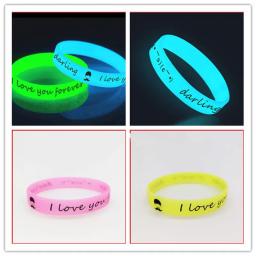 Pulseiras luminosas de silicone para casais, brilham no escuro, envoltório esportivo, pulseira de borracha, pulseiras de brilho, 2 peças - Image 2