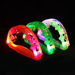 Bright LED Light Up Sensory Toy, piscando Pandeiro, Instrumento Musical, Agitando, Atmosfera de Festa, Brinquedos Infantis, Cor Aleatória - Image 4