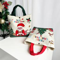 Pano saco de presente de natal saco de lona de maçã sacola de véspera de natal bolsa de doces de maçã feliz navidad joy 2025 noel fontes de festa - Image 1