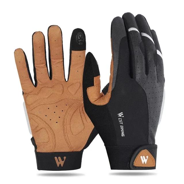 Luvas de Ciclismo Respiráveis West Biking para Primavera e Outono - Dedo Cheio para MTB e Motocicleta, Ideal para Homens e Mulheres
