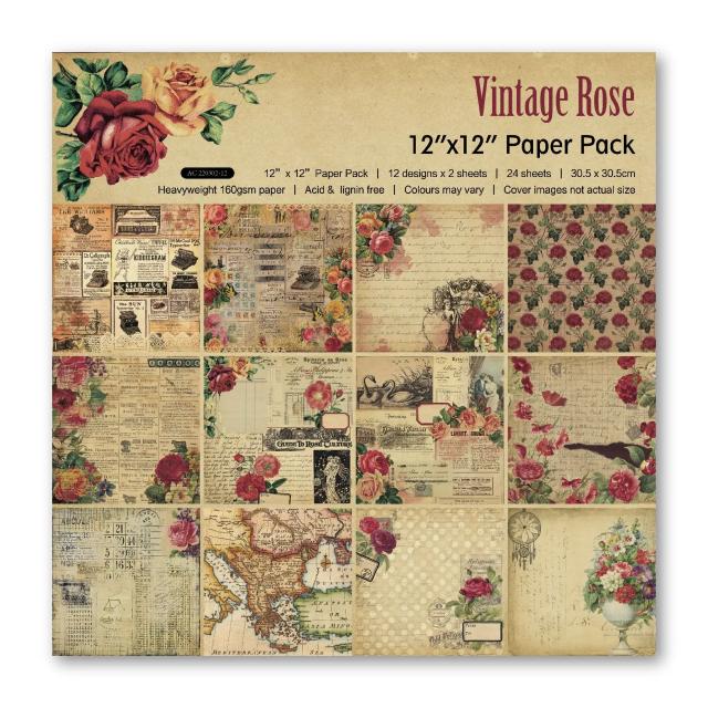 Papel de Scrapbooking Vintage: 12 Folhas Estampadas com Flores para Artesanato DIY e Colagem Criativa