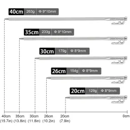 Estaca de barraca de acampamento pesada, aço inoxidável, estacas de barraca com gancho, ferramenta pequena, dossel, 20 cm, 26 cm, 30 cm, 35 cm, 40cm - Image 3