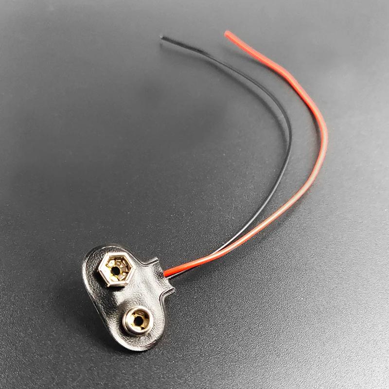 5 pçs acústico guitarra elétrica baixo captador ativo 9v guitarra captador bateria clipe conector i tipo preto com cabo preto 15cm - Image 1