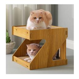 Gato scratch board madeira duplo gatos móveis casa gato brinquedos acessórios para animais de estimação coçar almofadas gato escalada quadro papelão - Image 1