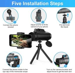 Telescópio monocular poderoso portátil, alta definição, binóculos zoom, titular smartphone, caça, camping ferramenta, 80x100 - Image 6