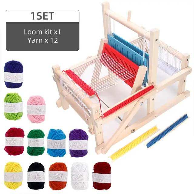 Mini Máquina de Tricô Giratória de Madeira para Artesanato DIY: Tear Manual Multifuncional para Adultos