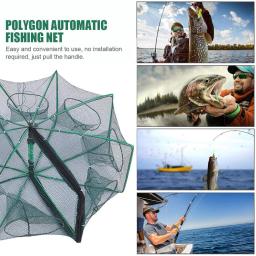 Rede de pesca dobrável para peixes, Caranguejo, Camarão Isca Armadilha, Upgrade Grande Espaço, 8 Buracos, 8 Lados, 28.3 x 10.2in, 8 Buracos - Image 6