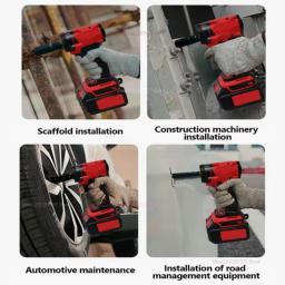 Chave de impacto sem escova de 18v com 4 engrenagens, chave de impacto sem fio de alto torque, 300nm, recarregável, sem bateria, ferramenta resistente - Image 2