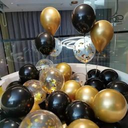 16 peças balões de lantejoulas metálicas pretas para decoração de balões de festa de formatura de casamento de aniversário - Image 5