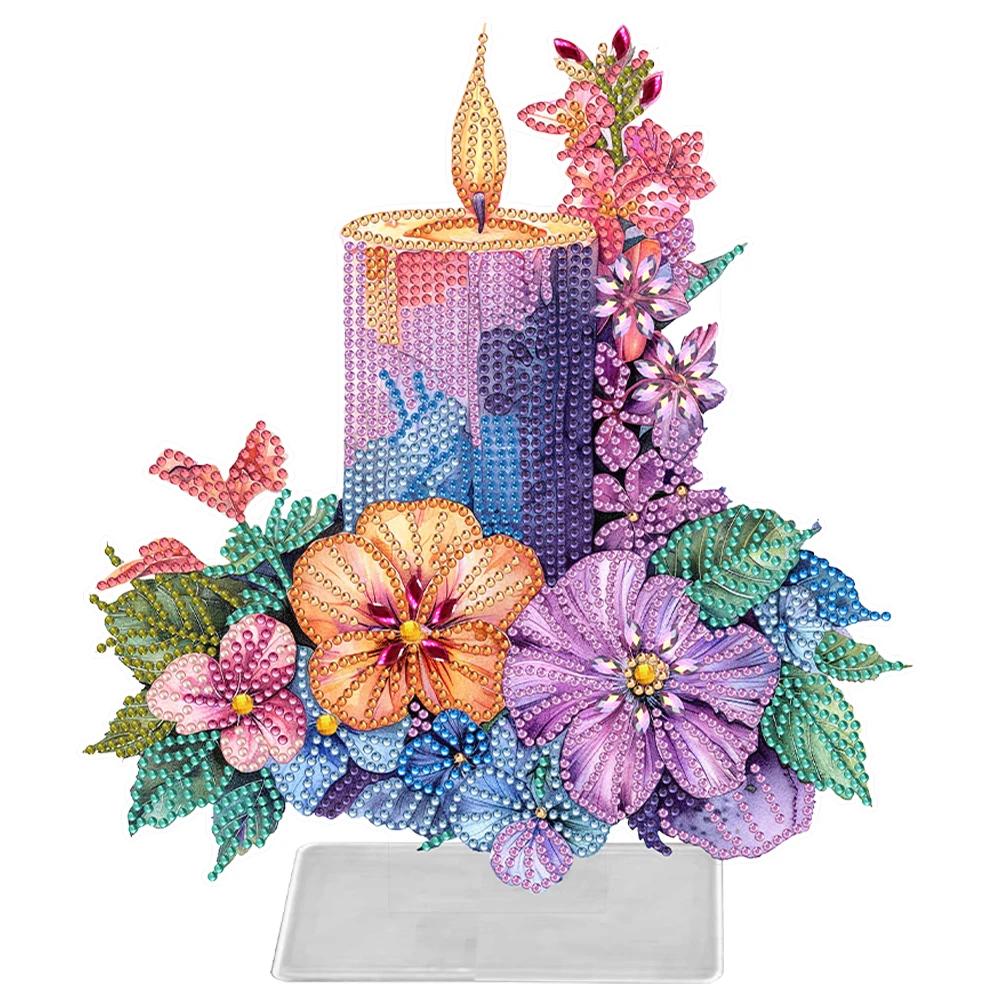 Pintura Diamante Desktop Ornaments Kit, 5D DIY Diamond Art, Decorações de mesa para adultos, Velas em forma especial, plantas, acrílico - Image 1