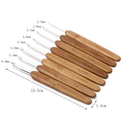 5pc bambu crochê ganchos agulhas prata cor alumínio ganchos de metal camisola agulha de tecelagem diy artesanato ferramenta de costura 13.5cm de comprimento - Image 2