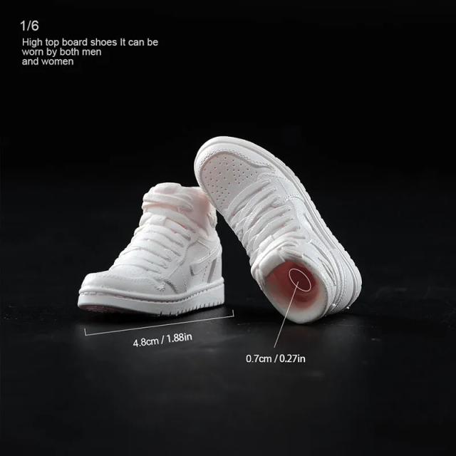 Sapatos de Críquete Brancos em Tamanho Unissex com Pés Removíveis para Figuras de Ação em Escala 1:6
