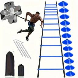 1 conjunto de escada de agilidade para treinamento de futebol, logotipo, prato de resistência, paraquedas, prego à terra, treinamento de futebol - Image 4