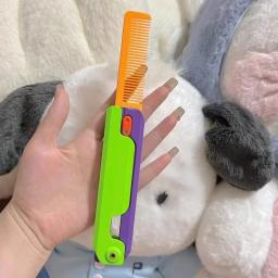 Impressão 3D Gravity Knife, Cub pequena faca de rabanete, Folding Shrink Comb, Pet Dog Comb, Mini Modelo Pingente, Push Card Descompressão Toy - Image 2