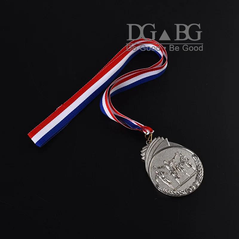 Medalhas de Bronze Prata ouro 1st 2nd 3rd Marathon Sports Awards Troféu Antigo Brilhante Anexado Fita Azul Branca Vermelha do Presente Da Lembrança - Image 1
