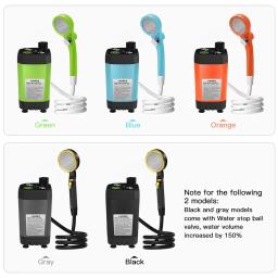 Bomba de chuveiro para acampar, kit de chuveiro ao ar livre, chuveiro acampamento com tela cheia, display digital inteligente, ajustável, 6000mAh - Image 6