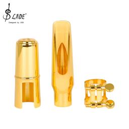 Slade-Alto Saxofone Boquilha com Gold Glossy Cabeça Cap Clip, Instrumentos de Sopros Profissionais, Saxofone Peças e Acessórios - Image 1