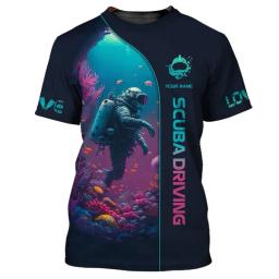 Camiseta de mergulho estampada masculina e feminina, camiseta de manga curta de verão, roupas do clube de mergulho - Image 5
