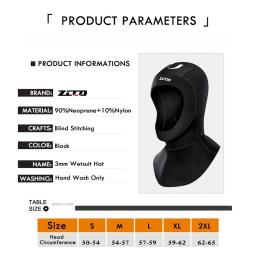 2023 3mm neoprene preto capa de mergulho quente trecho natação boné adulto wetsuit capacete para nadador mergulho kayak bodyboard surf - Image 4
