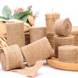 2m/rolo de fita de juta natural artesanato presente diy embrulho juta serapilheira costura tecido toalha de mesa casamento decoração para casa - Image 3