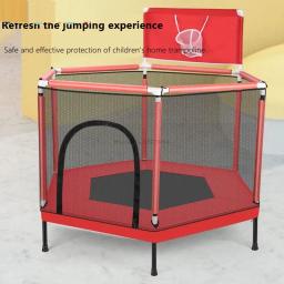 Trampolim para crianças, exercício, equipado com rede protetora, esportes internos, entretenimento, suporte 120 kg - Image 5