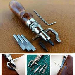 7 em 1 artesanato de couro profissional costura ajustável e entalhe vinco ferramentas de couro diy artesanal aparador multifuncional - Image 1