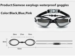 Óculos de proteção UV para adultos, Óculos anti-nevoeiro para homens e mulheres, Óculos ópticos impermeáveis para nadar com tampões de ouvido - Image 2