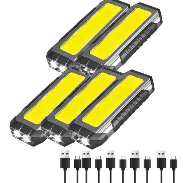 Lanterna LED Multifuncional Portátil com Ímã, USB Recarregável e Luz COB para Acampamentos e Trabalhos Externos
