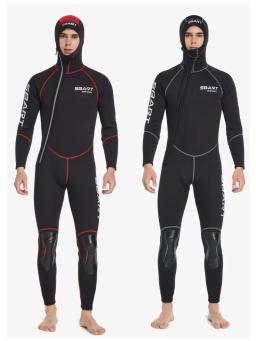 Fato completo de mergulho masculino, traje de uma peça, capuz com zíper frontal, mergulho, surfe, caiaque, canoagem, água fria, roupas molhadas, 3mm - Image 5