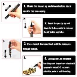 Metal de alto brilho cromado caneta marcador conjunto artesanal diy líquido oleoso toque-up tinta cor à prova dwaterproof água assinatura tinta caneta - Image 6