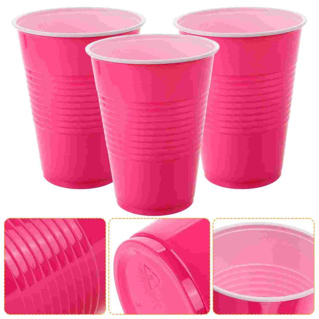 Copo Plástico Descartável Rosa e Vermelho para Decoração de Festas - Pacote com 20 Peças de 16oz