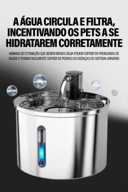 Newpet Bebedouro de aço inoxidável para gatos Bebedouro automático para gatos Bebedouro para gatos e cães Acessórios para bebedouros para animais de estimação - Image 2
