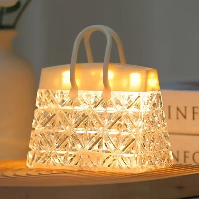 Luminária Noturna Crystal Tote com Efeitos Visuais 3D, Bateria Inclusa para Atmosfera Aconchegante em Festas e Decoração