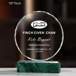 Troféu de cristal de mármore personalizado, lembrança de honra criativa high-end, prêmio de decoração, medalha de forma geométrica, 1pc - Image 2