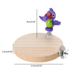 Papagaio brinquedos pássaro poleiro suporte de madeira natural plataforma de treinamento com mola de frango brinquedo para pequeno papagaio gaiola acessórios - Image 6